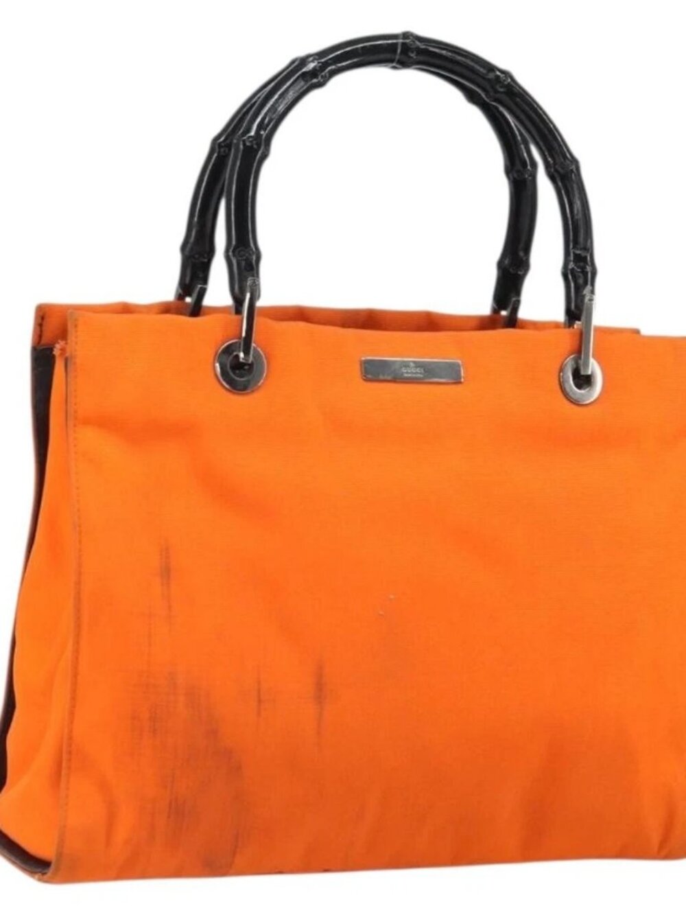 GUCCI Bamboo Hand Bag Canvas Orange 002 1016 2123 Auth 166672